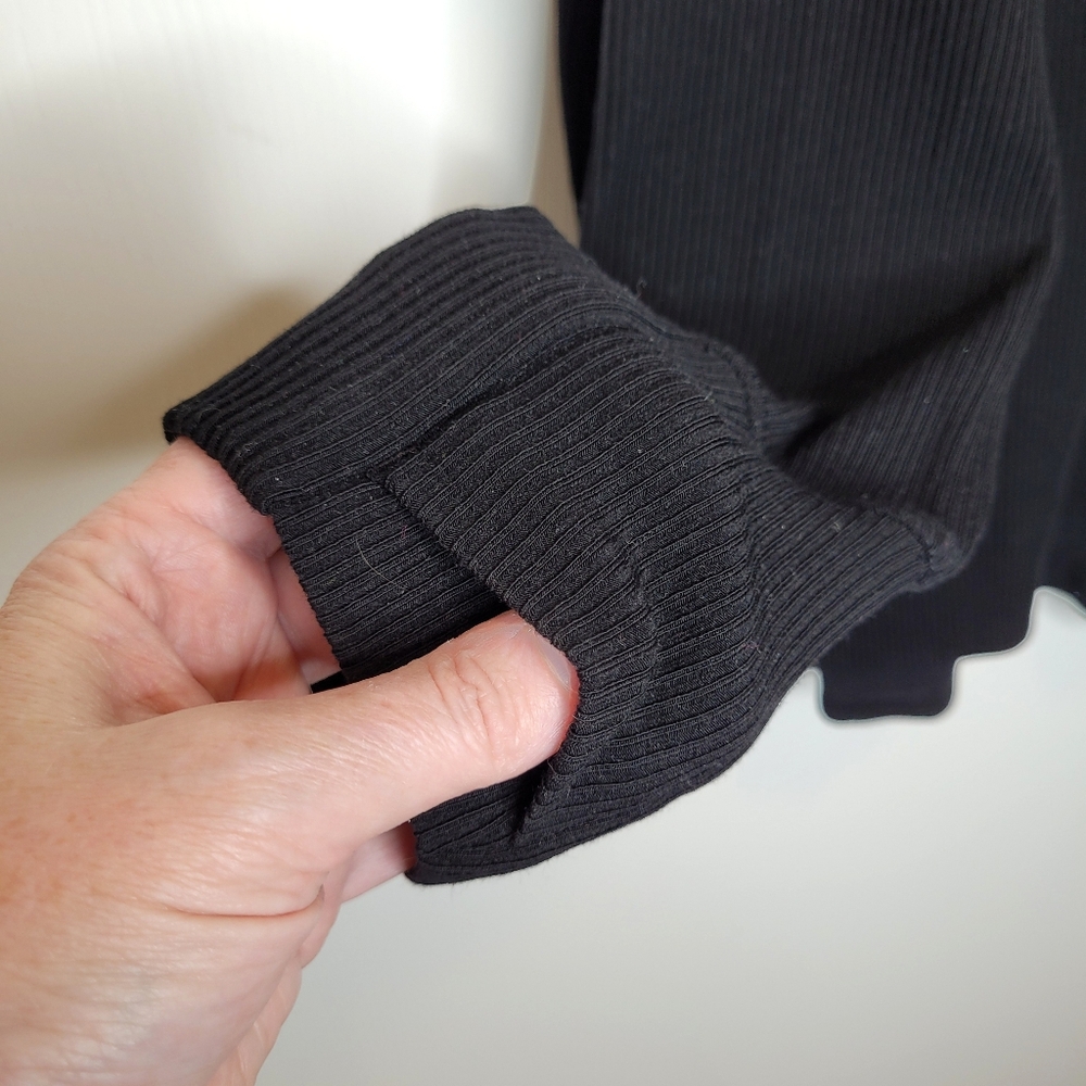 WoolX Ainsley Ribbed Merino Sweater XL Black - Picture 5 of 7